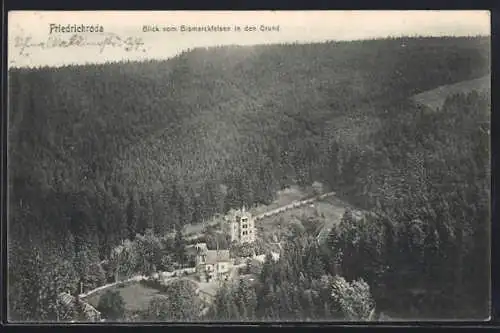 AK Friedrichroda, Blick vom Bismarckfelsen in den Grund