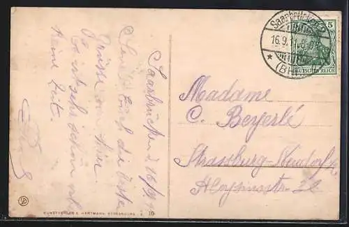 AK Saarbrücken, Deutsch-Mühlenweiher mit Schwänen