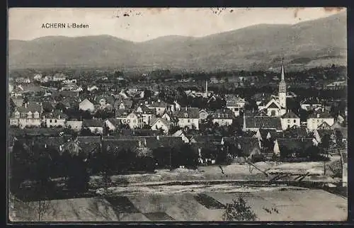 AK Achern i. Baden, Blick vom Berg auf den Ort