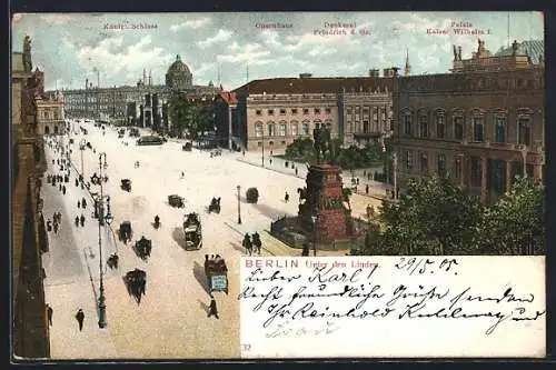 AK Berlin, Unter den Linden mit Reiterdenkmal, von oben gesehen