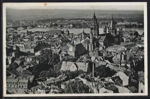 AK Mainz, Teilansicht mit Kirche