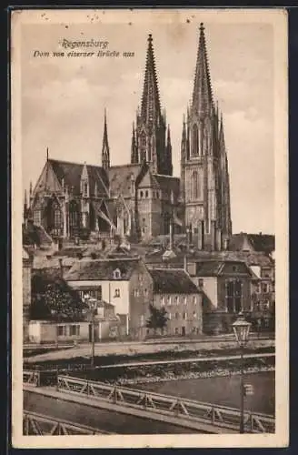 AK Regensburg, Dom von eiserner Brücke aus