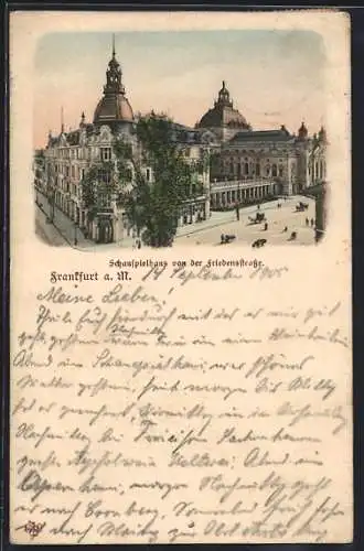 AK Frankfurt a. M., Schauspielhaus von der Friedenstrasse