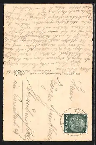 AK Tübingen a. N., Schlossportal aus der Vogelschau