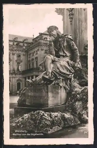 AK Würzburg, Walther von der Vogelweide, Statue