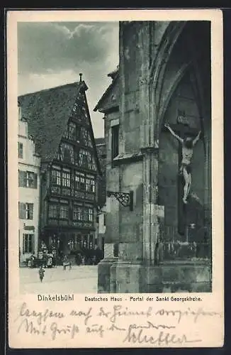 AK Dinkelsbühl, Deutsches Haus - Portal der Sankt Georgskirche