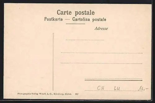 AK Luzern, Ortsansicht & Vierwaldstättersee aus der Vogelschau, um 1900