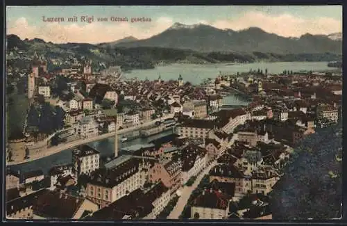 AK Luzern, Ortspartie mit Rigi und Gütsch