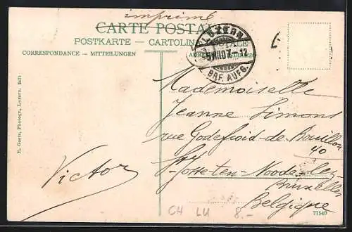 AK Luzern, Ortspartie mit Rigi und Gütsch