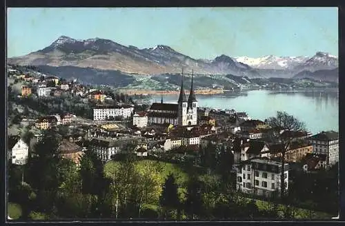 AK Luzern, Luzern und die Rigi aus der Vogelschau