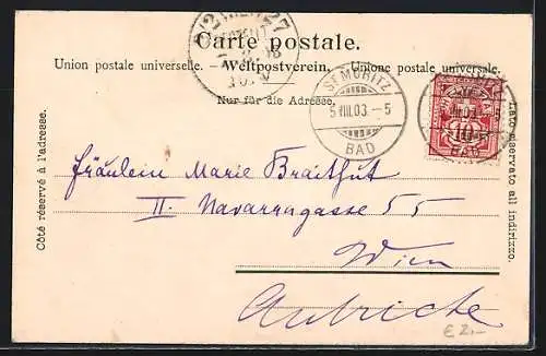 AK St. Moritz-Bad, Uferpartie mit Bergen