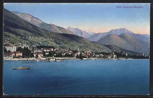 AK Locarno-Muralto, Ortspanorama mit Bergen vom Wasser aus