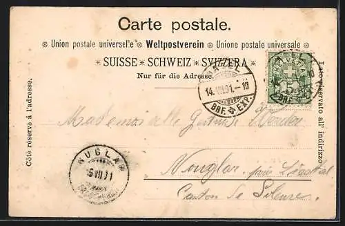 AK Basel, Ortsansicht mit zwei Kirchen