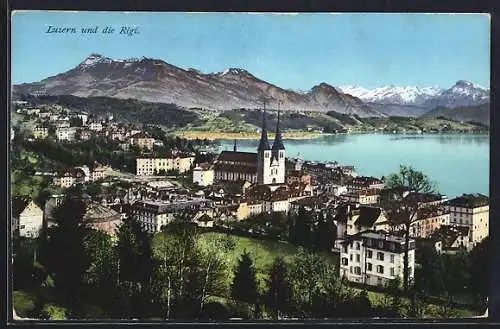 AK Luzern, Ortsansicht und die Rigi