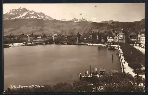 AK Luzern, Totalansicht mit dem Pilatus