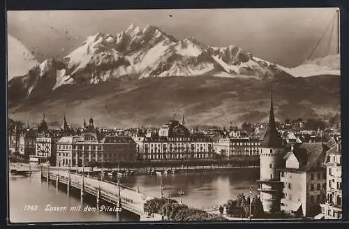 AK Luzern, Totalansicht mit dem Pilatus