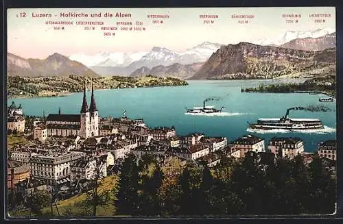 AK Luzern, Hofkirche und die Alpen