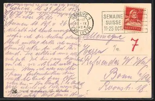 AK Genève, Quai du Mont-Blanc et vue sur la ville