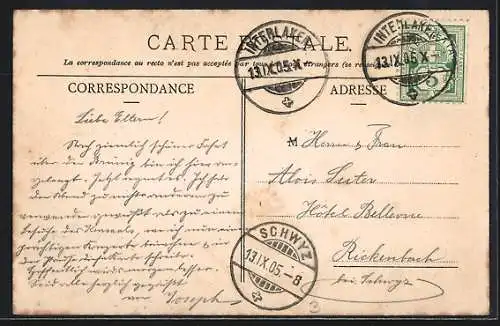 AK Interlaken, Totalansicht mit der Jungfrau