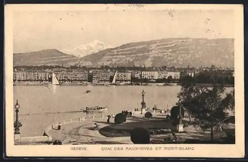 AK Genève, Quai des Faux-Vives et Mont-Blanc