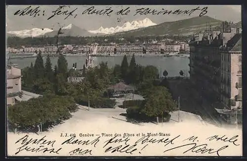 AK Genève, Place des Alpes et le Mont-Blanc