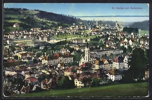 AK St. Gallen, Totalansicht mit Bodensee