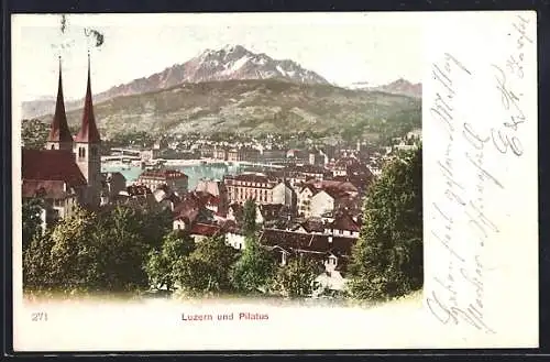 AK Luzern, Panorama mit Pilatus