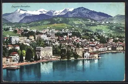 AK Paradiso /Lugano, Teilansicht mit Bergpanorama