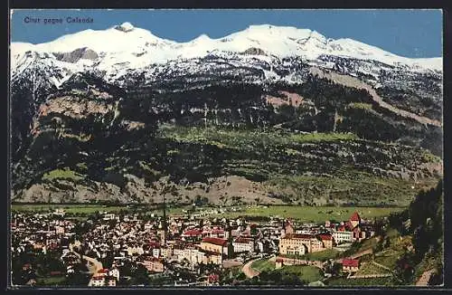 AK Chur, Stadtpanorama mit Calanda