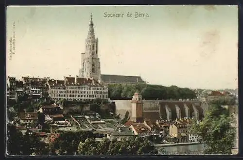 AK Bern, Teilansicht mit Blick zum Münster