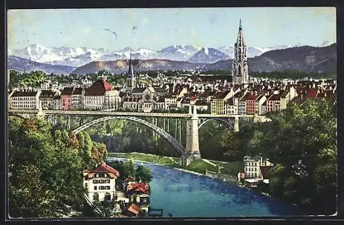 AK Bern / Berne, Generalansicht mit den Alpen, Vue générale et les Alpes