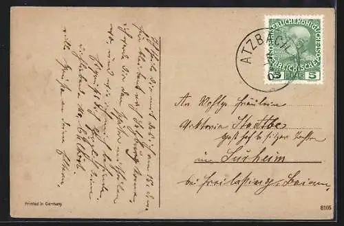 Präge-AK Kinderpaar mit Henne und Osterküken im Korb, Ostergruss