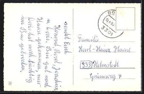 AK Osterküken vor Schale mit Ostereiern, Ostergruss