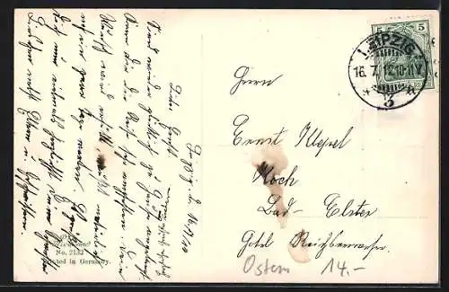 AK Kinderpaar mit Osterkükengespann, Ostergruss