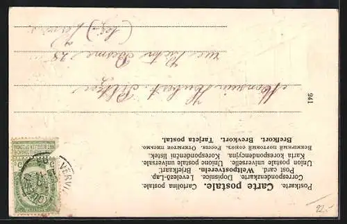 Präge-AK Henne mit Osterküken am Zaun