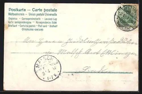 AK Osterküken mit Kleeblättern