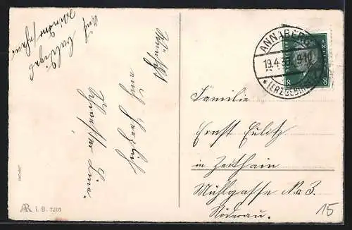 Künstler-AK Osterküken mit Palmkätzchenzweig im Schnabel