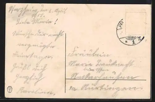 AK Osterküken unter einem Sonnenschirm