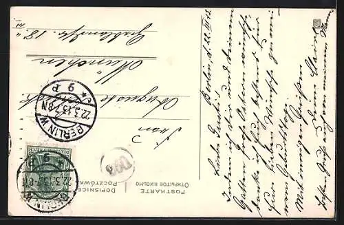 AK Osterküken blickt auf eine zerbrochene Eierschale