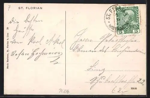 AK St. Florian, Teilansicht mit Stift aus der Vogelschau