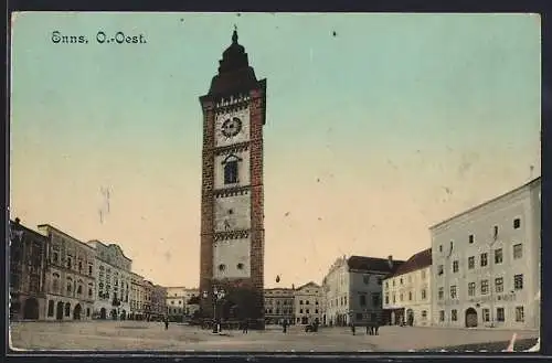 AK Enns, Stadtturm auf dem Stadtplatz