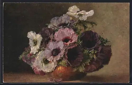 AK Vase mit Anemonen