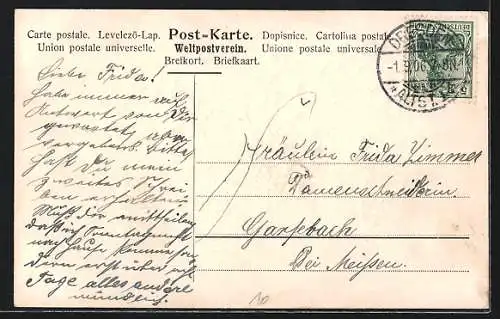 Präge-AK Vergissmeinnicht-Automobil mit Maiglöckchen