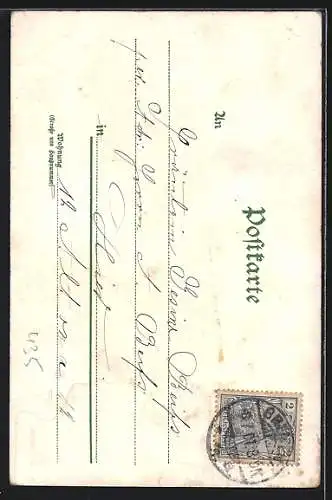 AK Vergissmeinnicht-Kleeblatt mit Margeriten