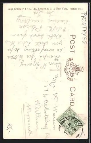 Präge-AK Blumen-Brunnen mit goldenem Kleeblatt, Taube