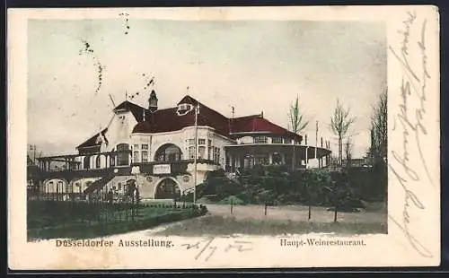 AK Düsseldorf, Ausstellung, Haupt-Weinrestaurant