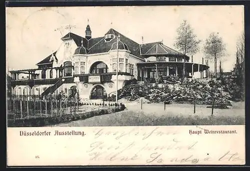 AK Düsseldorf, Ausstellung, Haupt-Weinrestaurant