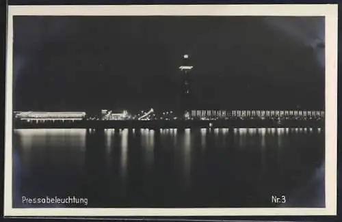 AK Köln, Pressa 1928, nächtliche Ansicht