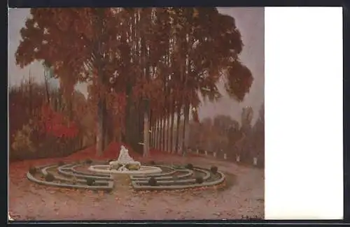 Künstler-AK Venezia, XI Esposizione Int. d`Arte della Citta di Venezia, Passeggiata sotto i platani, S. Rusinol
