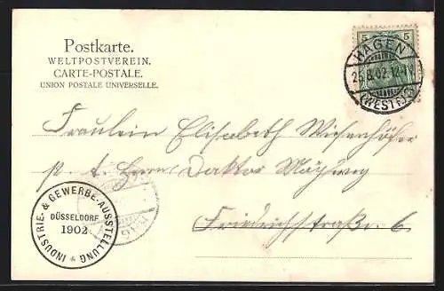 AK Düsseldorf, Industrie- und Gewerbe-Ausstellung 1902, Pavillon Krupp und Hauptstrasse